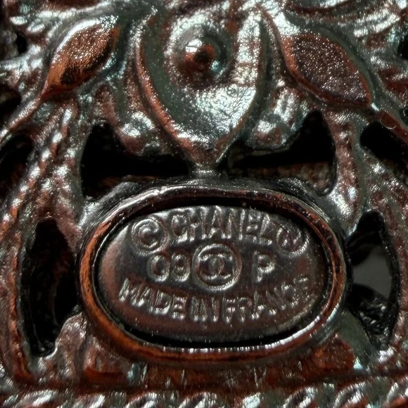 Chanel Silver Toned Filigree Frame and Black Square Stone 2009 Drop Earrings - Picture 5 of 5